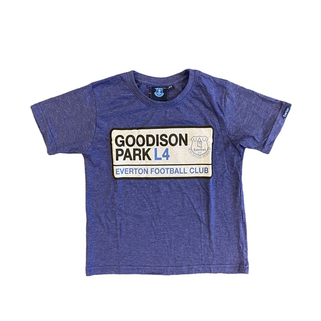 T-shirt calcio Everton bambino (taglia 8-9y) manica corta top Goodison Park - nuova