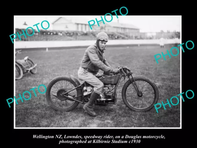 6x4 HISTORIC PHOTO OF WELLINGTON  DOUGLAS SPEEDWAY MOTORCYCLE c1930 KILBIRNIE 1