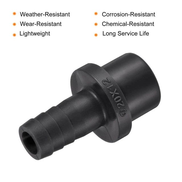PVC Tuyau Raccord 12mm Barbelé x 20mm OD Tube Adaptateur Tuyau Connecteur Noir 4
