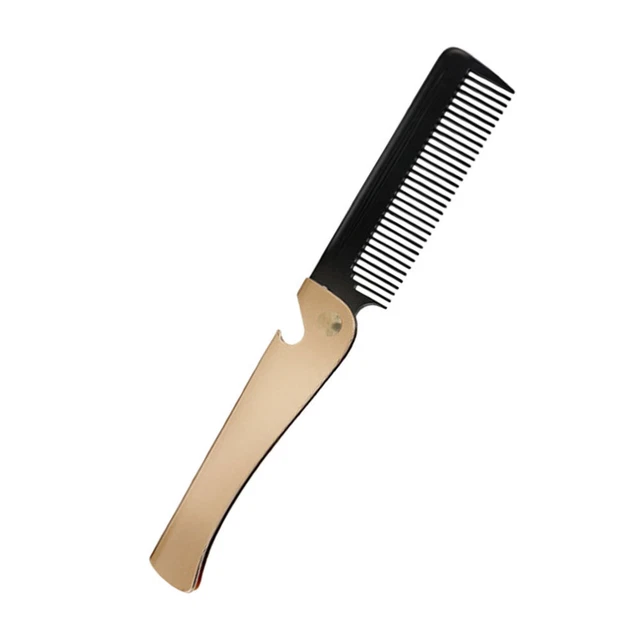 PC Peine plegable de acero inoxidable cepillo para barba portátil peine para barba