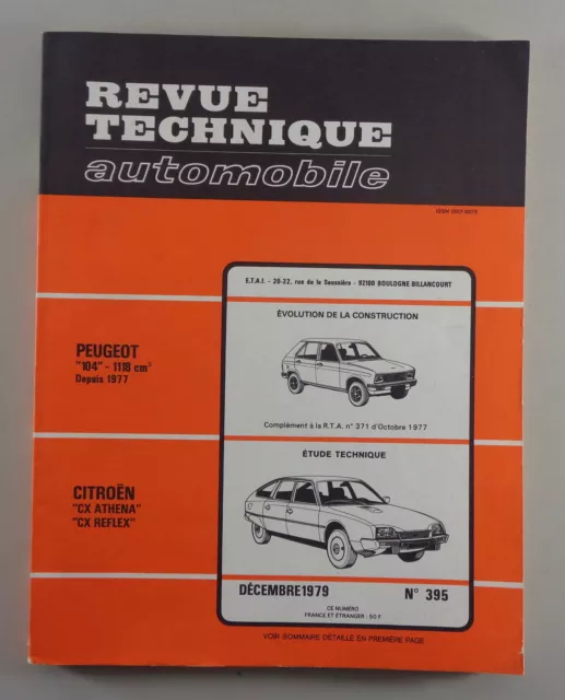 Reparaturanleitung Revue Technique Peugeot 104 / Citroén CX Athena / CX Reflex