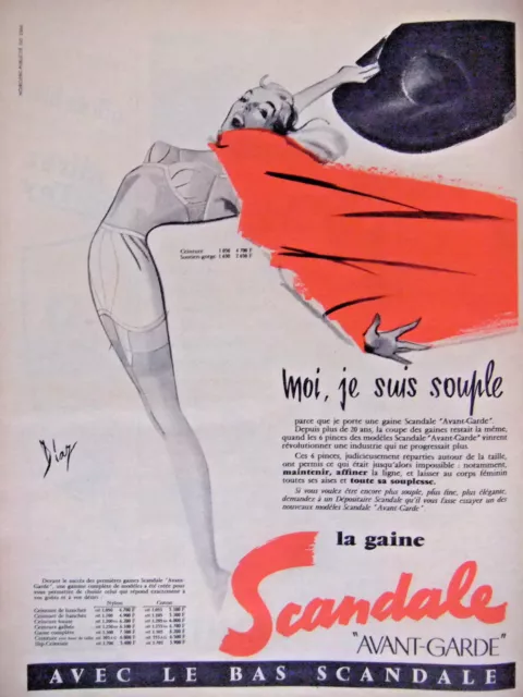Publicité De Presse 1957 La Gaine Scandale Moi Je Suis Souple Avec Le Bas - Diaz