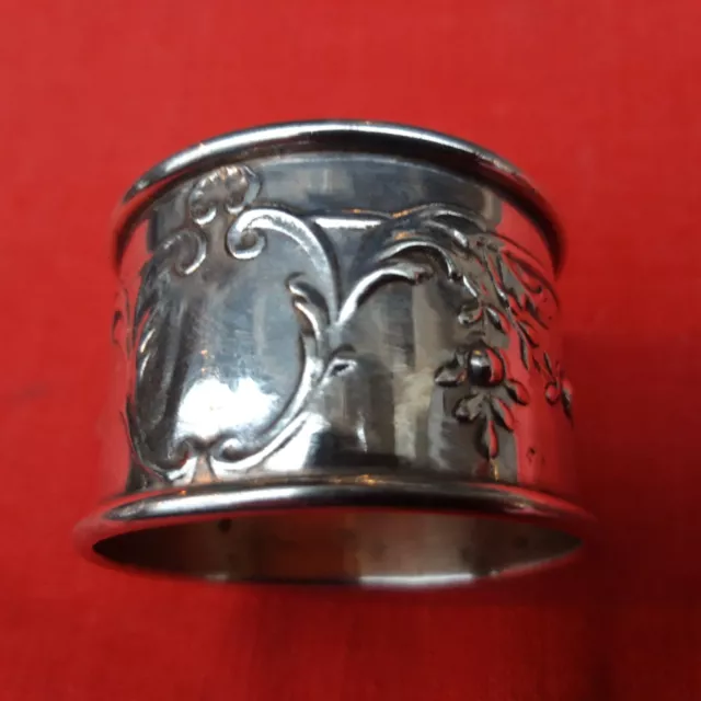Serviettenring Silber 925 von ca. 1880 Rocaille ohne Gravur, florales Decor uml.