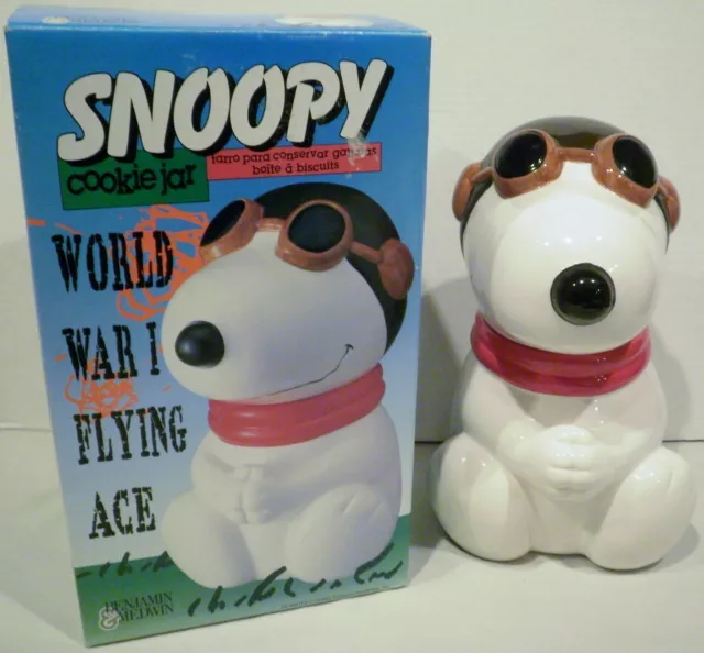 Benjamin & Medwin Peanuts Snoopy World War I Flying Ace Ceramic Cookie Jar