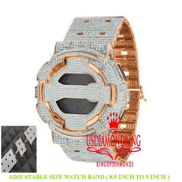 Icy Custom Casio G-Shock GD100 Rose Gold Watch Simulated Diamond Adjustable Band