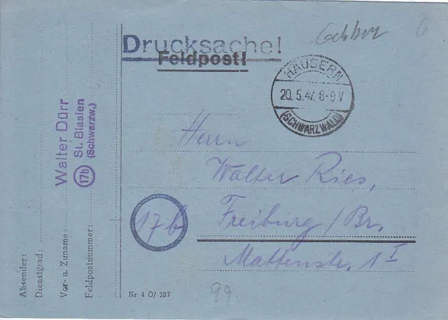 F.Zone - HÄUSERN  (SCHWARZWALD) - Gebühr bezahlt - Karte - 1947