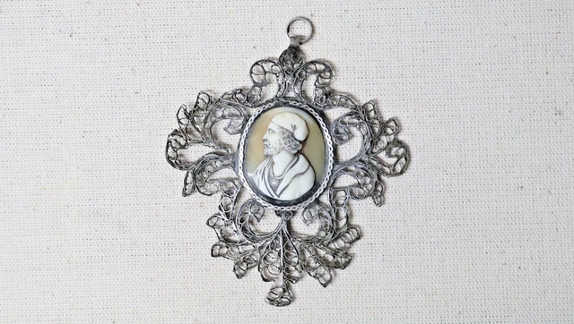 Camée Ancien Argenté - Pendentif & Broche Bouancheau, Poinçon Argent, Boîte Abîmée