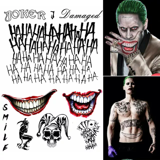 Halloween Suicide Squad The Joker Temporary Tattoos Batman Costume Fancy Dress