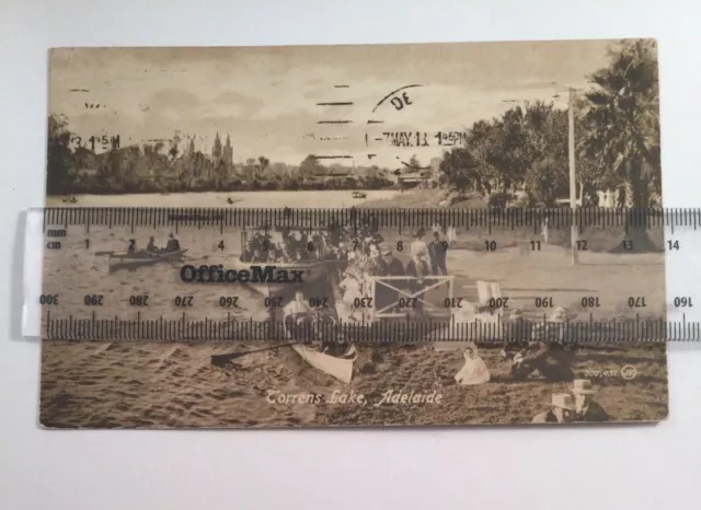 Antique vintage photo postcard Torrens Lake Adelaide SA red one penny stamp