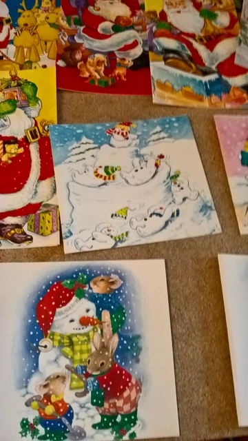10x  Vintage Christmas Cards with traditional greetings;- Childrens collection 8
