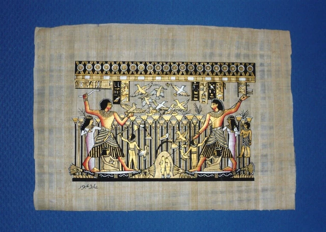 Original ägyptischer Papyrus – Handgemalt, Motiv „Das Letzte Gericht“ (ca. 20x47 Cm)