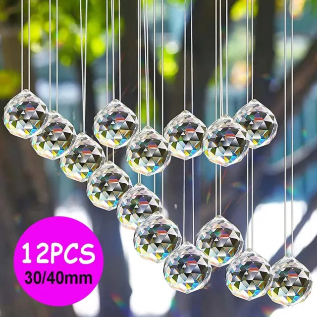 12X Chandelier Clear Glass Prism Crystal Ball Pendant Sun-catcher 30mm/ 40mm