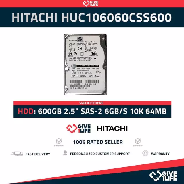 Hitachi Huc106060Css600 600Gb Hdd 2.5" Sas-2 6Gb/S 10K 64Mb