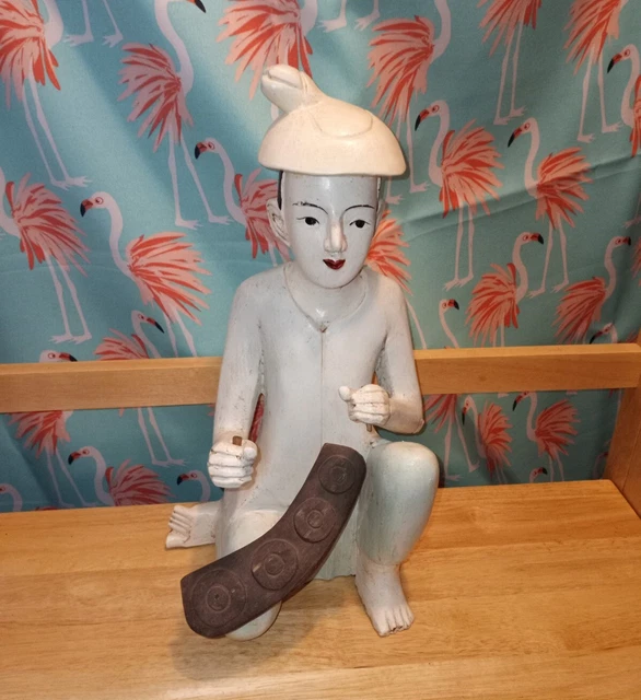 Hand Carved Wooden Burmese Statue? Beautiful Heavy
