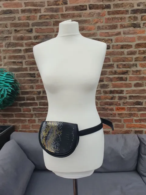 DKNY Snakeskin Bum Bag Waist Pack Fanny Pack Bnwot Black Gold Clutch Belt