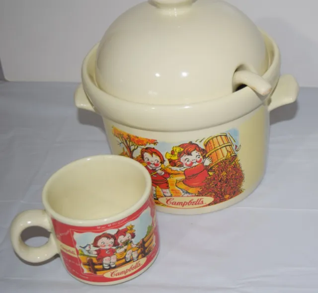 campbell soup crock and mugs vintage 1998