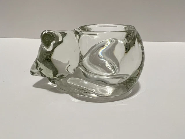 Vintage Sleeping Cat Votive Candle Holder/Paperweight By Indiana Glass Company