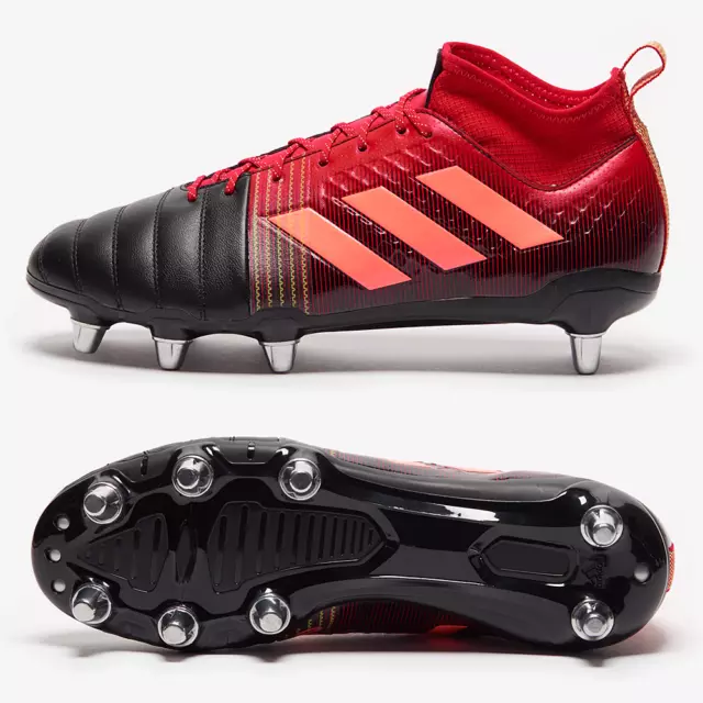 adidas Kakari X Kevlar SG Mens Rugby Boots Leather Black Red SIZE 9 10