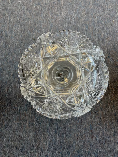 Hawkes ABP American Brilliant Period Cut Glass Tall Compote Bon Bon Twist Stem