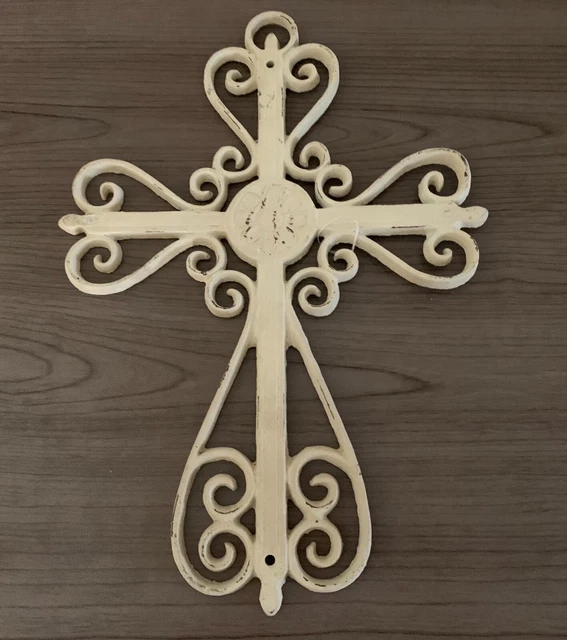 Wrought Iron Distressed Decorative Cross Wall Hanging