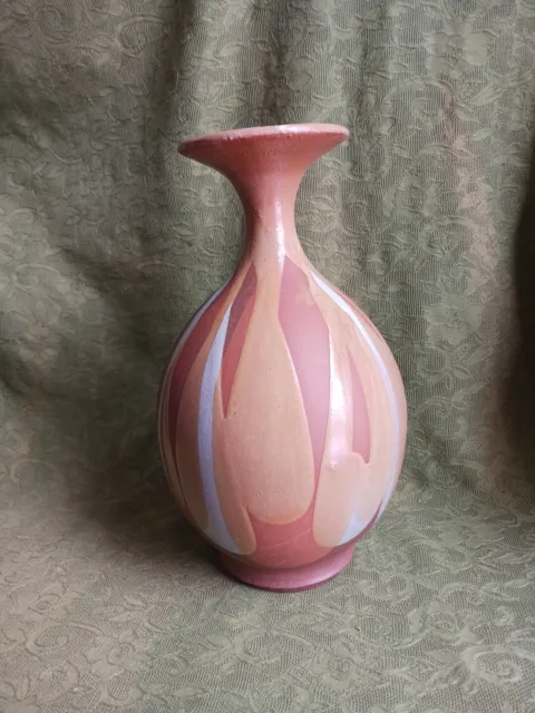MCM VTG Studio Pottery Stoneware Terracotta Vase Large Earth Tones Tan Brown