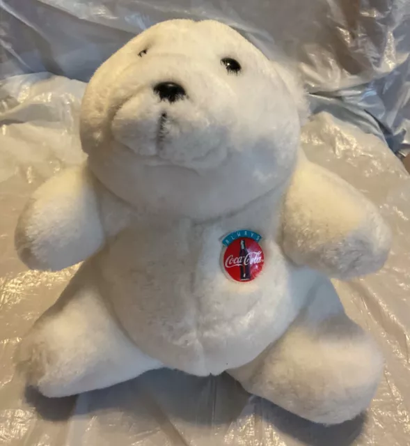 Vintage 1993 7" Coca Cola Small White Plush Polar Bear Teddy Bear Stuffed Toy