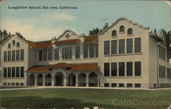 1915 San Jose,CA Longfellow School Santa Clara County California Postcard