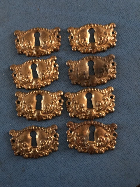 Antique Brass Keyhole Covers trim c1900s Lot of 8