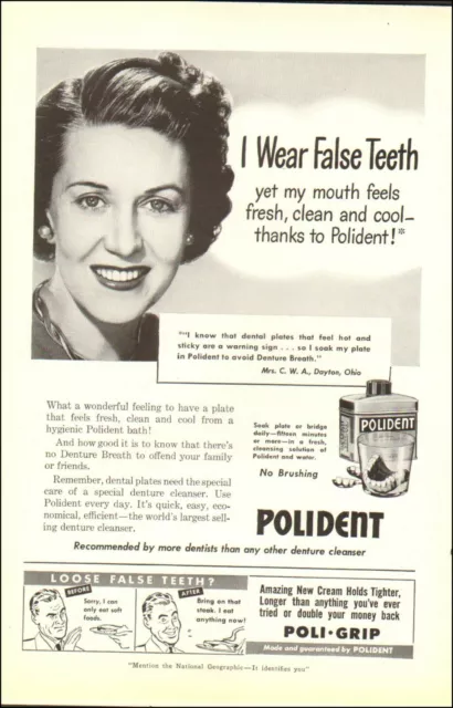 1940's Vintage ad for Polident retro Cosmetic Art Cartoon    04/28/22