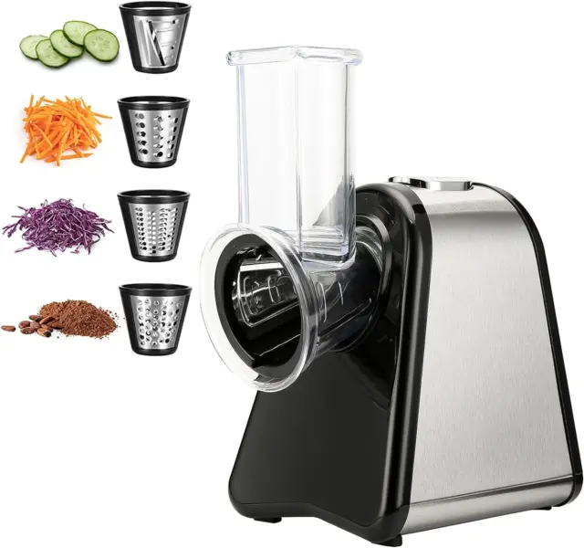 Home Electric Cheese Grater, Electric Slicer Shredder, 250W Salad Maker Electric  Grater/Shooter with 5 Free Attachments