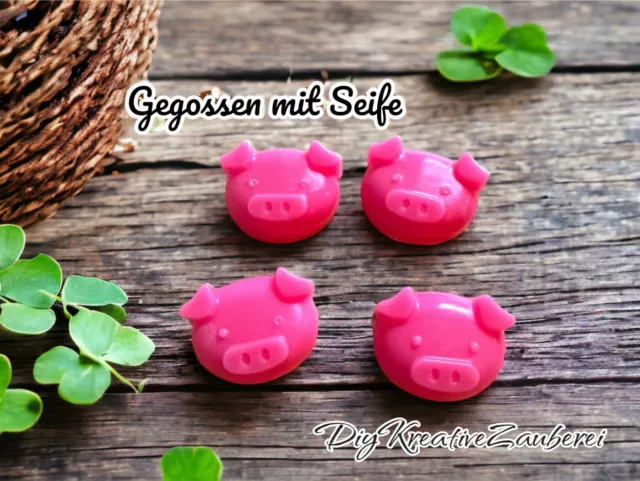 Silikonform Gießform 4er Mini-Schwein/ Glücksbringer/Silvester-Deko/Raysin+Seife 3