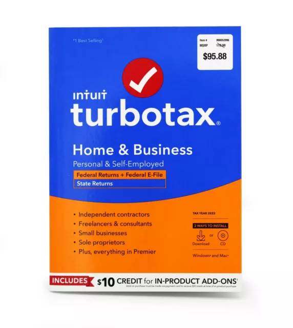 NEW Intuit TurboTax Home & Business 2022 Fed + E-file & State (CD) ( PC & MAC ) NEW Intuit TurboTax Home & Business 2022 Fed + E-file & State (CD) ( PC & MAC )