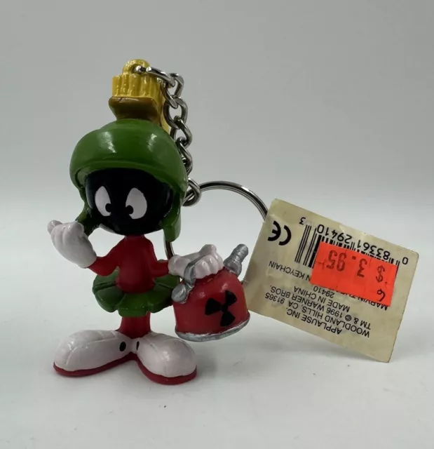 Vintage 1996 Applause Looney Tunes Marvin the Martian Keychain Ring Gas Tank