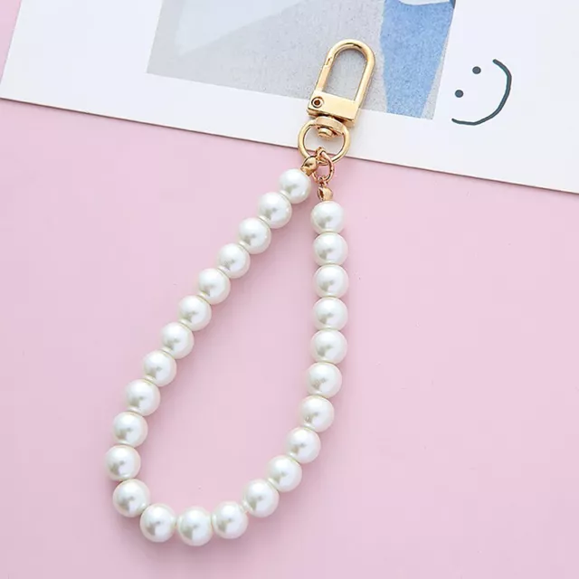 Retro Pearl Keychain Alloy Alphabet Keychain Cute Phone Chain Ornament