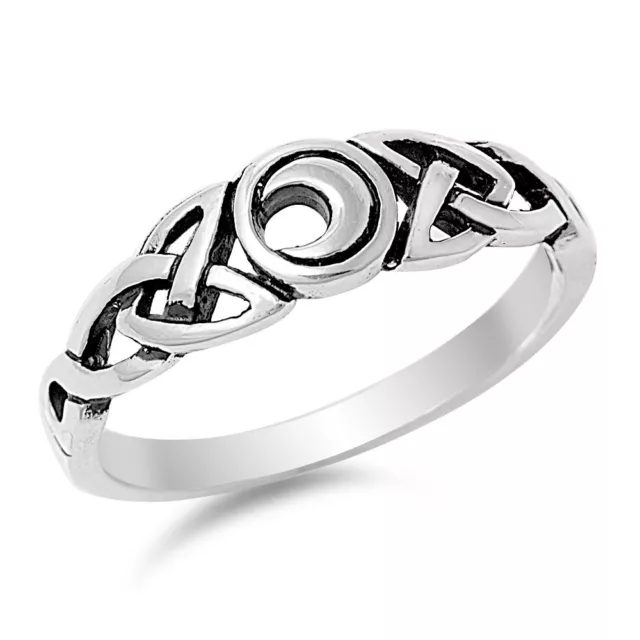 925 Sterling Silver Celtic Moon Ring Size 5 to 10 New