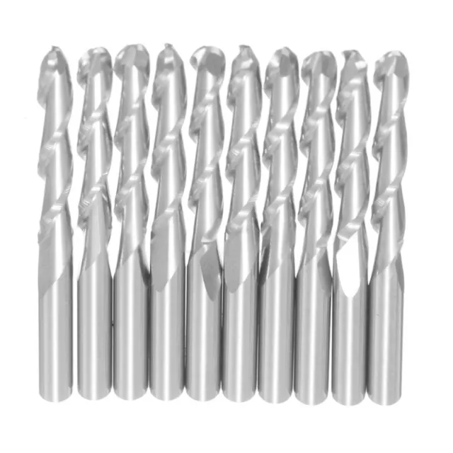 10 Pcs 1/8" Carbide Double Flute Spiral ball Nose End Mill CNC Router Bits 17mm