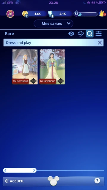Disney Collect Topps Dress And Play 2 Rare + Common