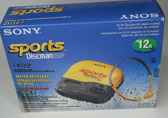 SONY SPORT DISCMAN ESP d-451sp NEW IN BOX retro NOS Yellow
