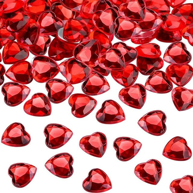 4X(200 STÜCKE Herzförmiger Valentinstag Acryl 0,5 Zoll (Rot) K4A7)rrr