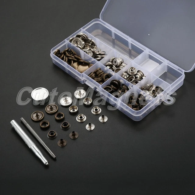 Trimming Shop 17 mm S Molla Pressa Borchie 4 Parti, Durevole e Leggera, Bottoni a pressione in Metallo per Giacche, Cuoieria fai da te, Abbigliamento da Cucire Borse, Argento