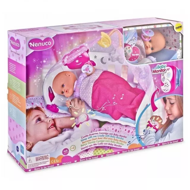 Nenuco Schlafset Interactive Baby Puppe mit Puppenbett Babyphone Himmel Decke