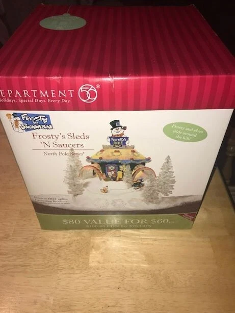2005 Dept 56 North Pole Series FROSTY’S SLEDS N SAUCERS 56449 not working