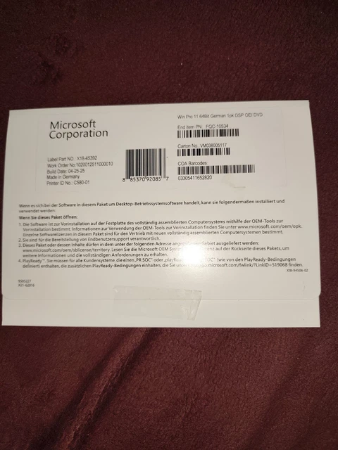 MICROSOFT WINDOWS 11 Pro 64Bit Deutsch Vollversion DVD EUR 15,00 ...