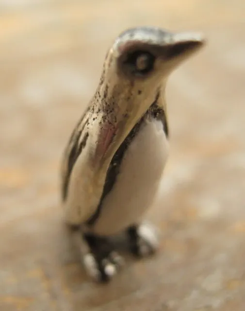 Beautiful 925 Solid Silver & Enamel Miniature Rock Hopper Penguin Chick