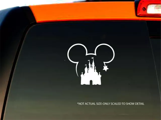 Mickey Mouse Castle Bumper Sticker Window Truck Car Vinyl Decal | White | 4"x4"