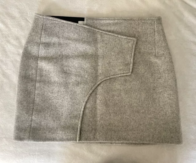Derek Lam 10 Crosby Gray Wool Blend Asymmetical Mini Skirt Size 2
