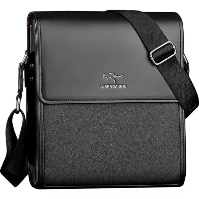 Sacoche homme bandoulière cuir PU Rigide Élégant Business pour Livres Ipad Noir