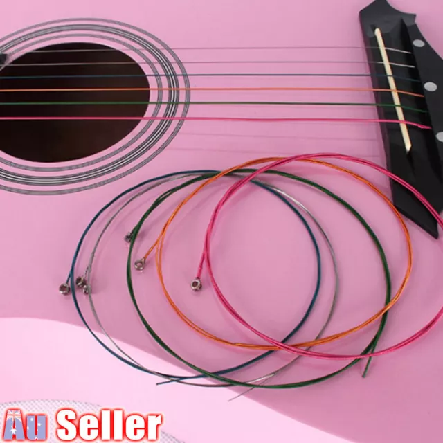 6Pcs Light Universal Guitar Strings Premium Acoustic Music Rainbow Color Steel
