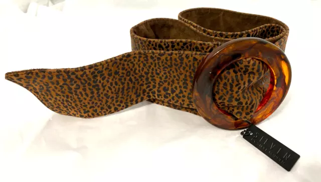 Womens Belt New Steven Steve Madden Black Brown Animal Print Wide Size ML