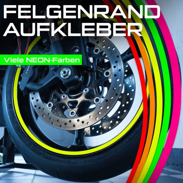 NEON Felgenrandaufkleber 9 mm für Auto Motorrad Wohnmobil Wohnwagen Roller usw.